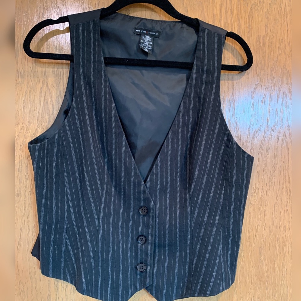 Black pin strip vest from New York & Co